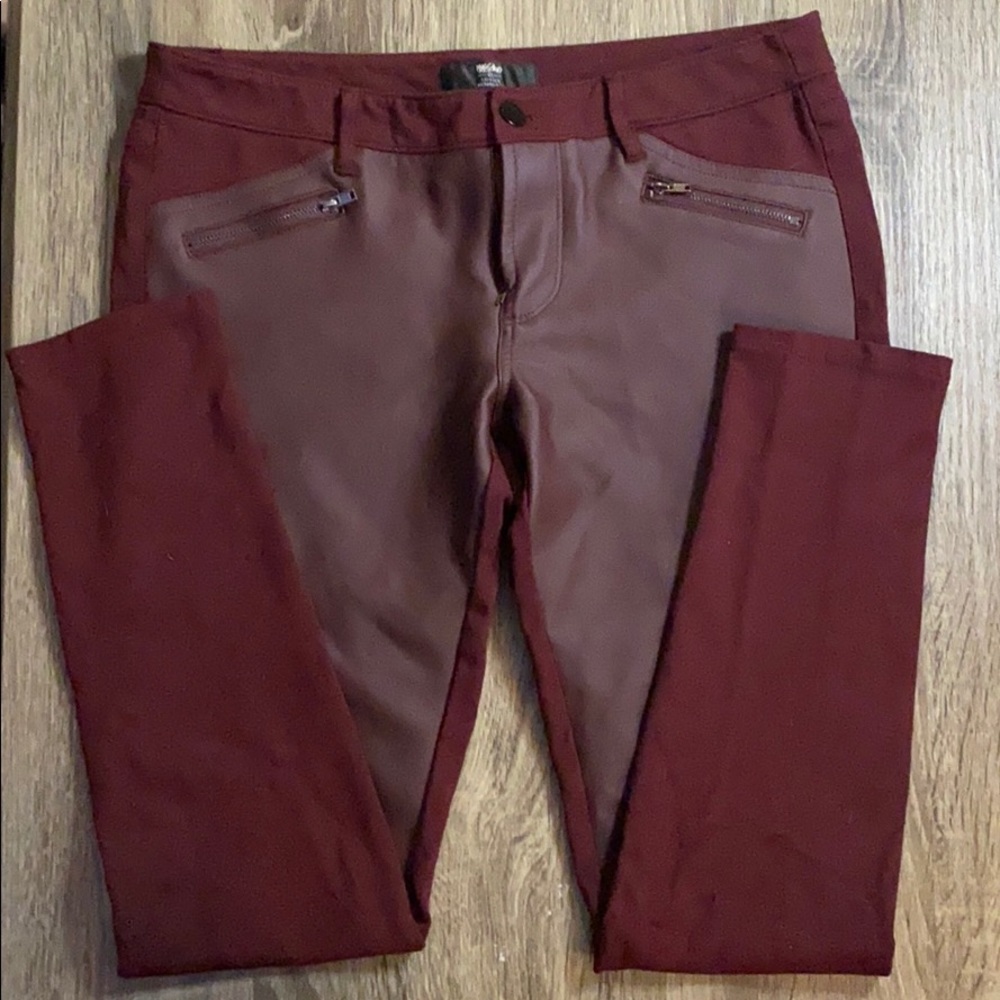 Maroon Faux Leather Leggings Size 8